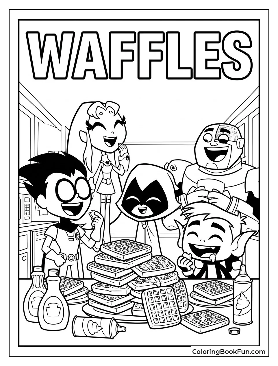 Team Eating Mountain Of Waffles