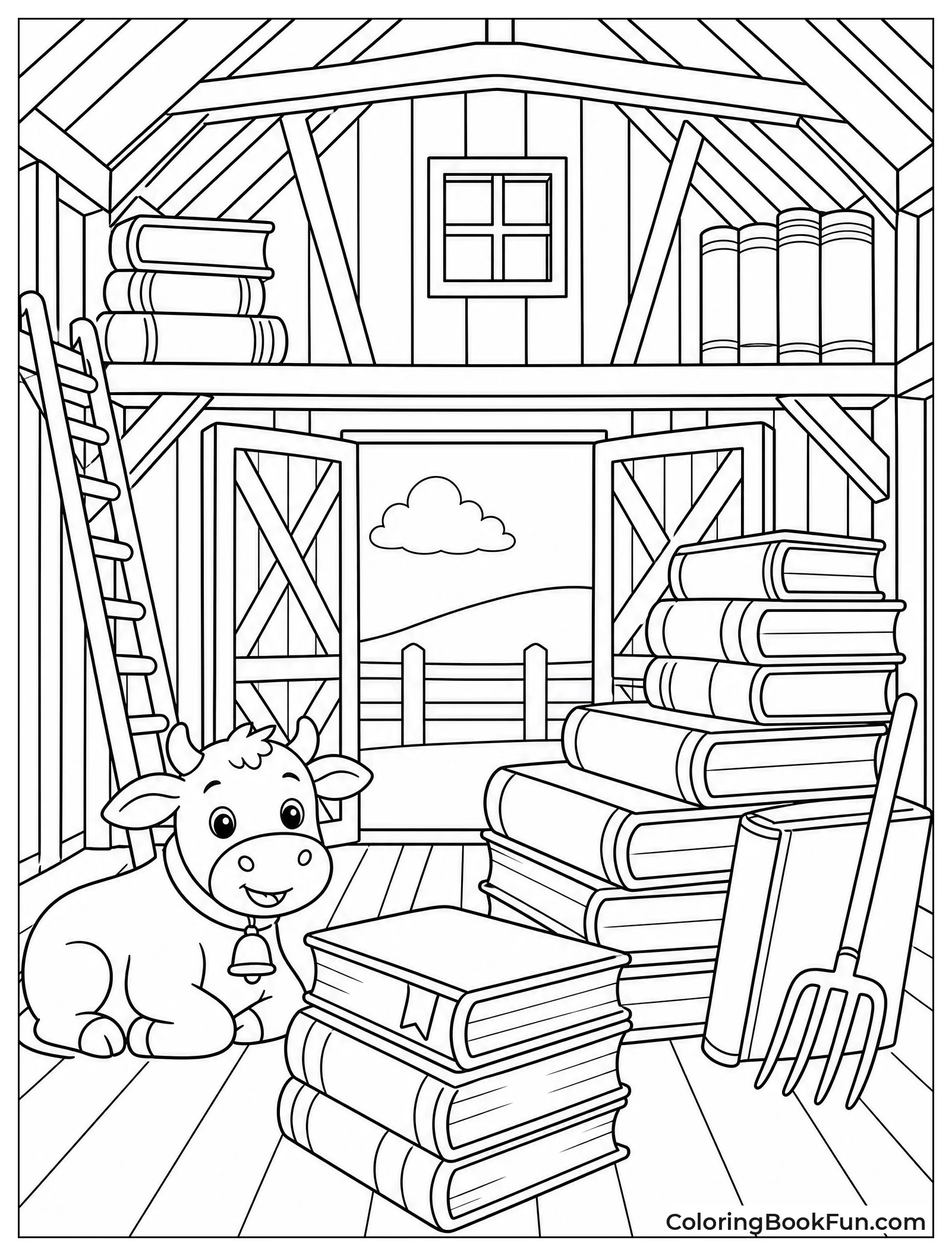 Barn Filled with Giant Books