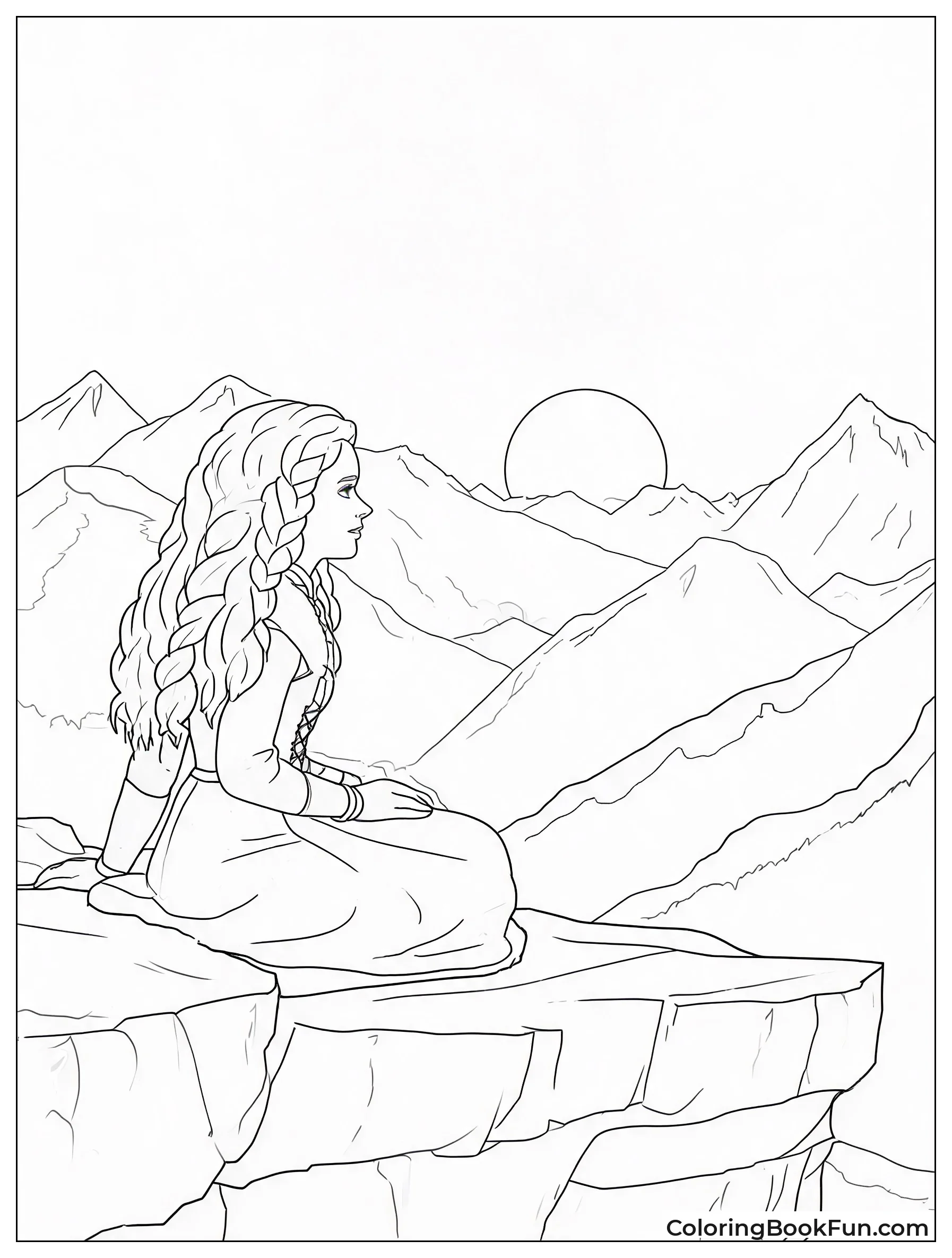 Merida Sitting on Cliff at Sunset