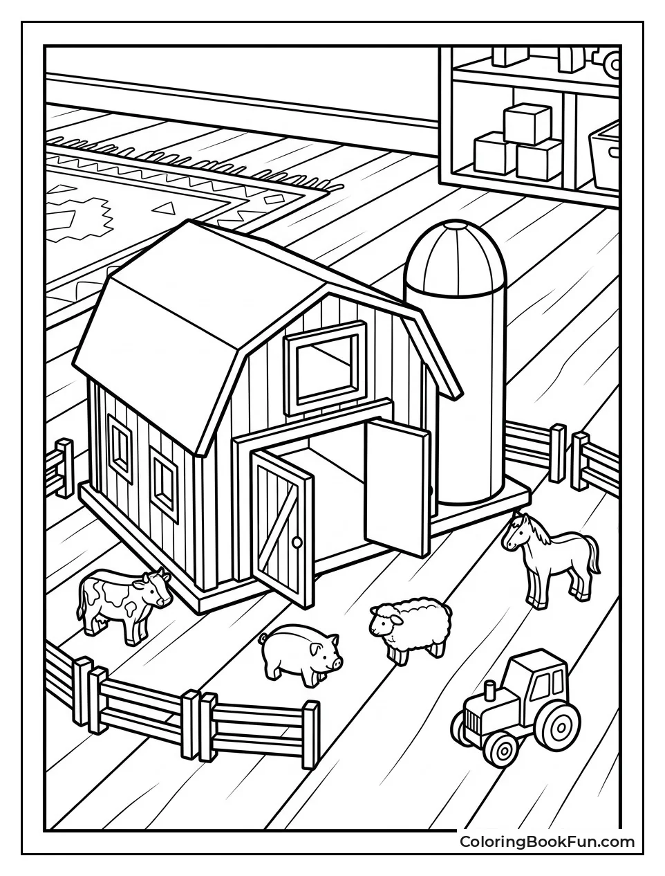 Toy Barn on Playroom Floor