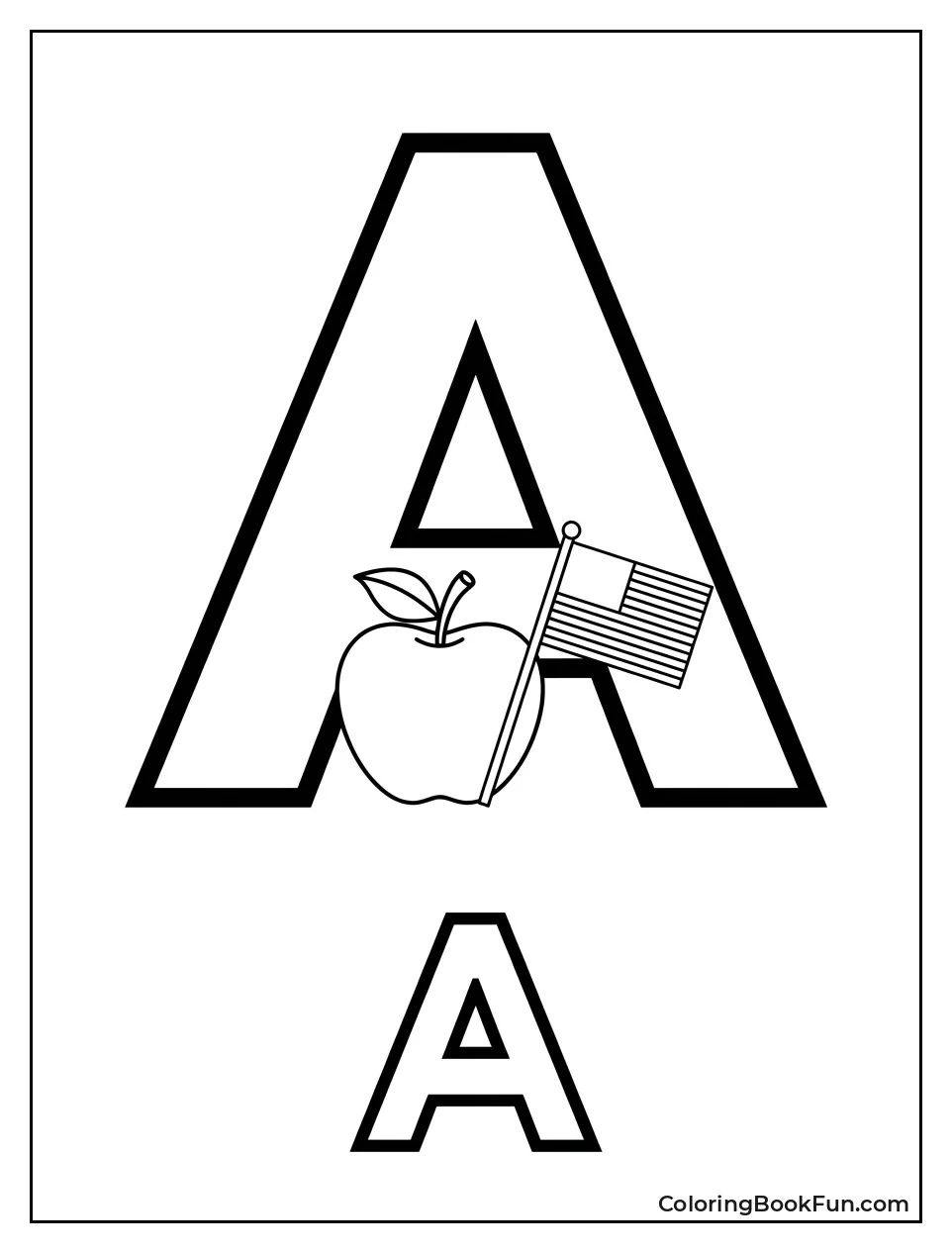Letter A with Apple and Flag