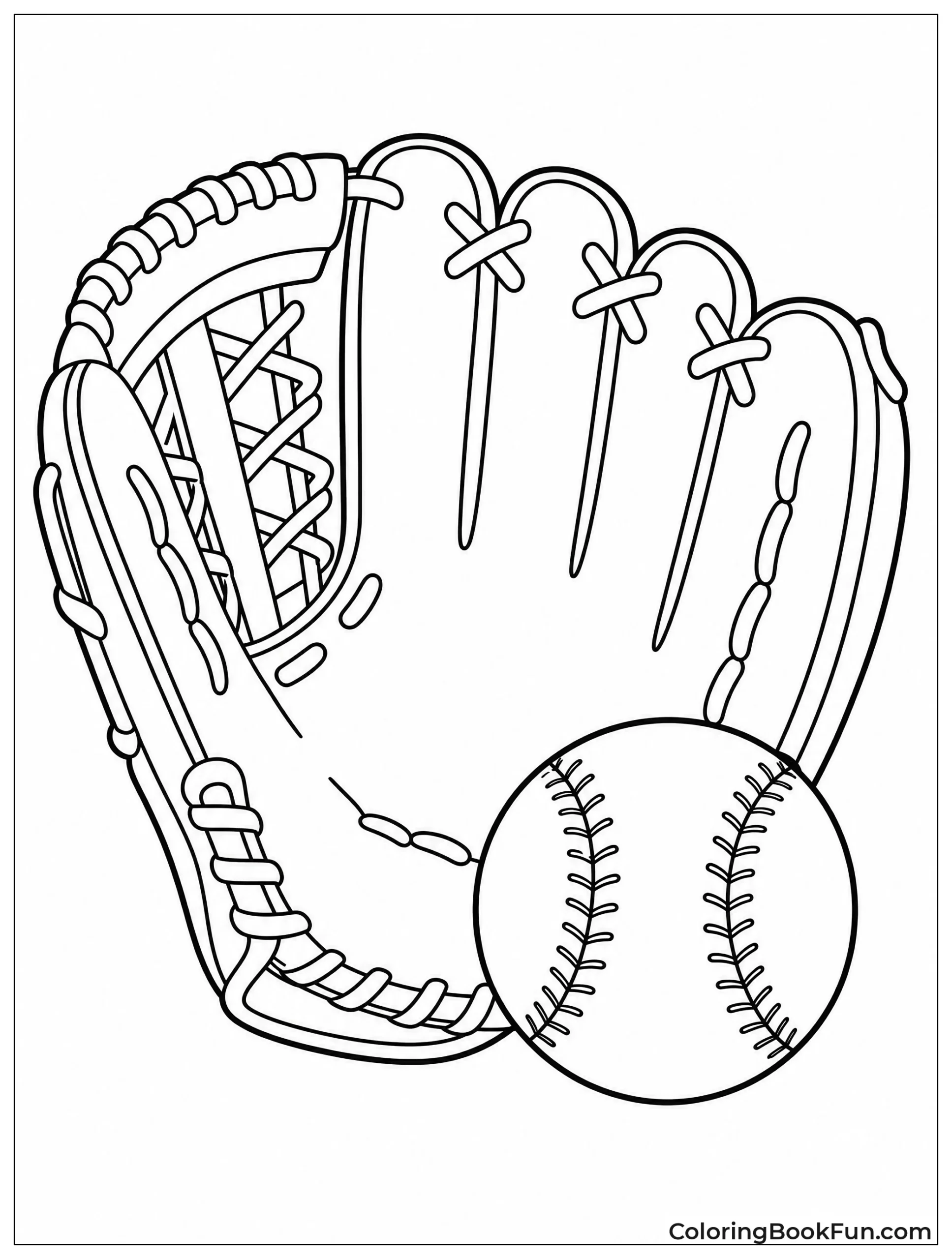 Baseball Glove with Stitched Ball