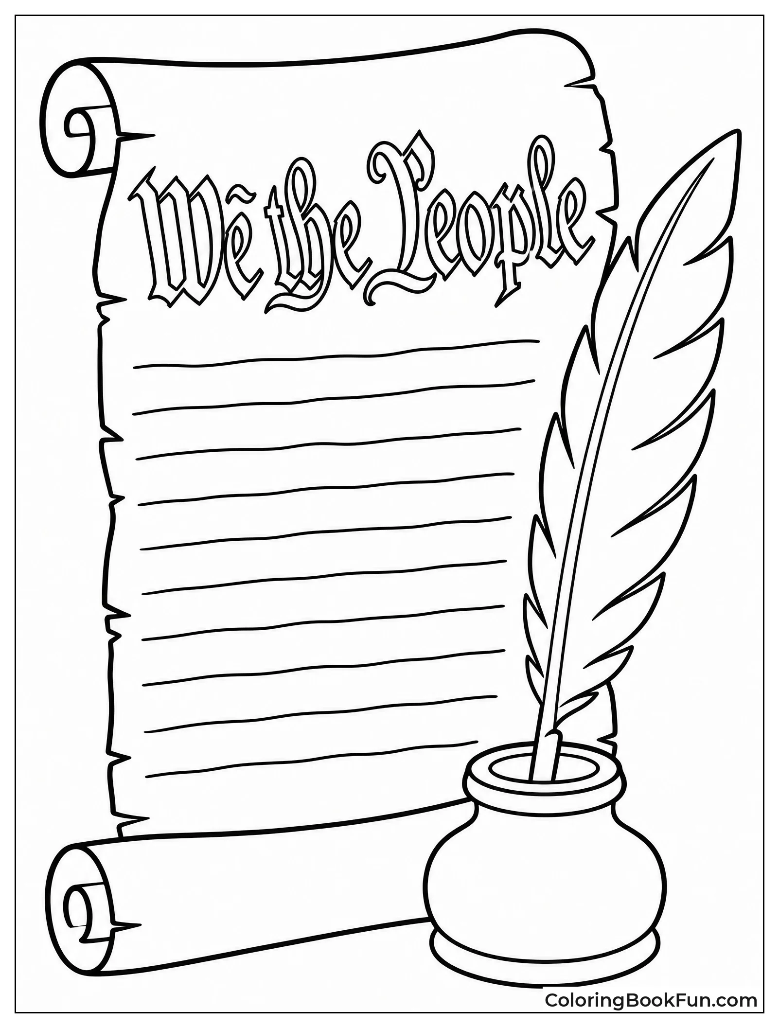 Scroll with Quill Pen and Words