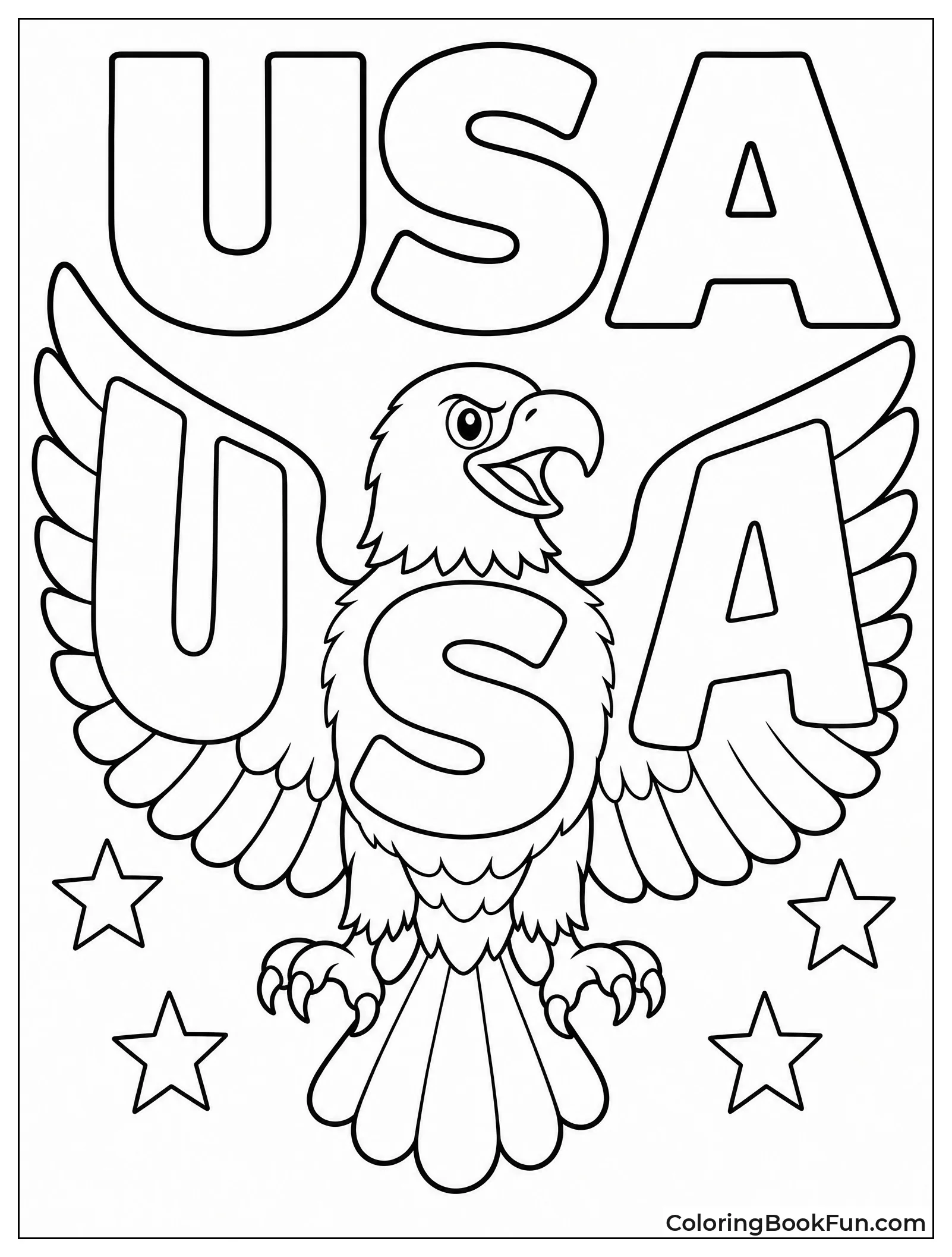 Eagle with Wings Spelling Usa