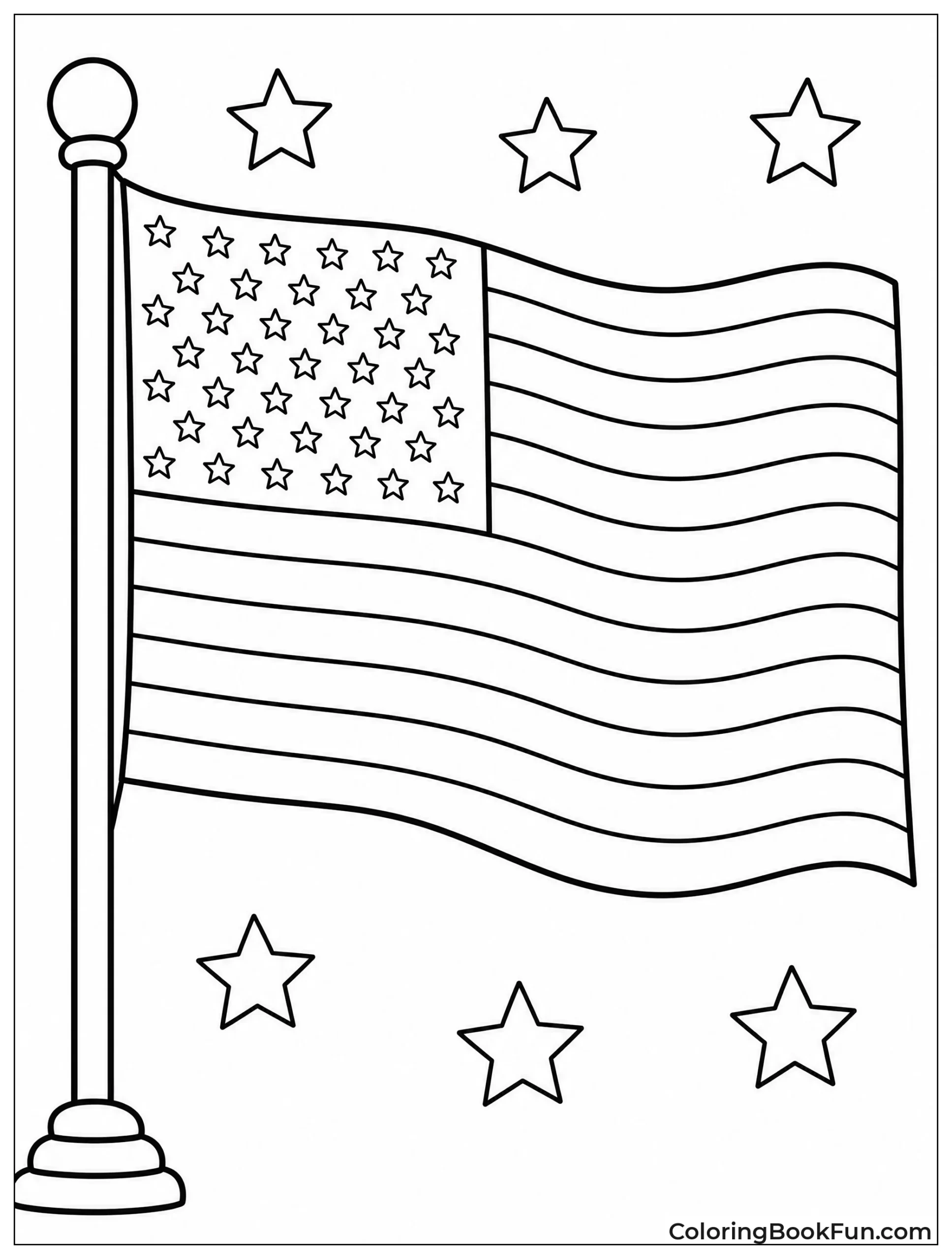 American Flag with Stars and Stripes