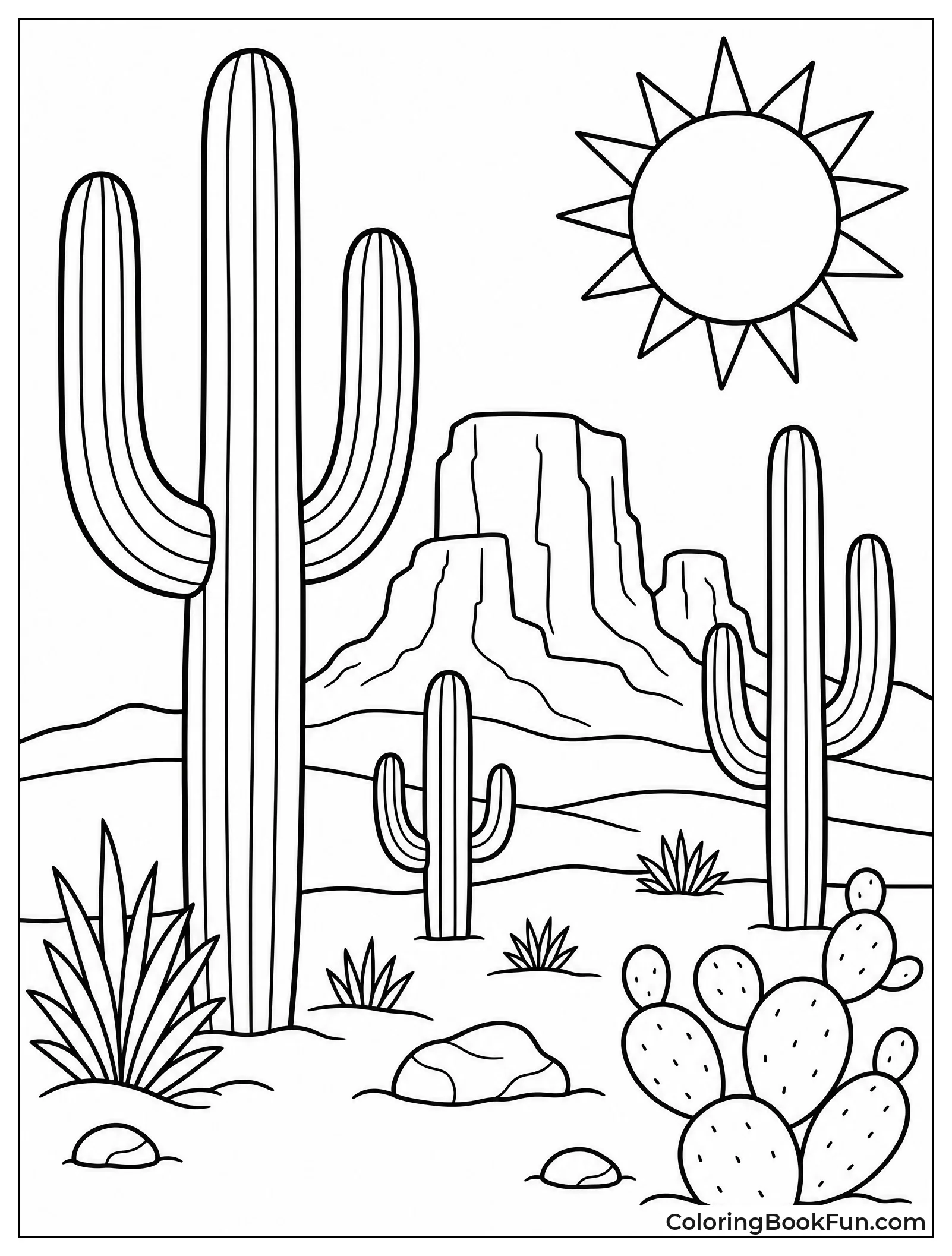 Desert Scene with Saguaro Cacti