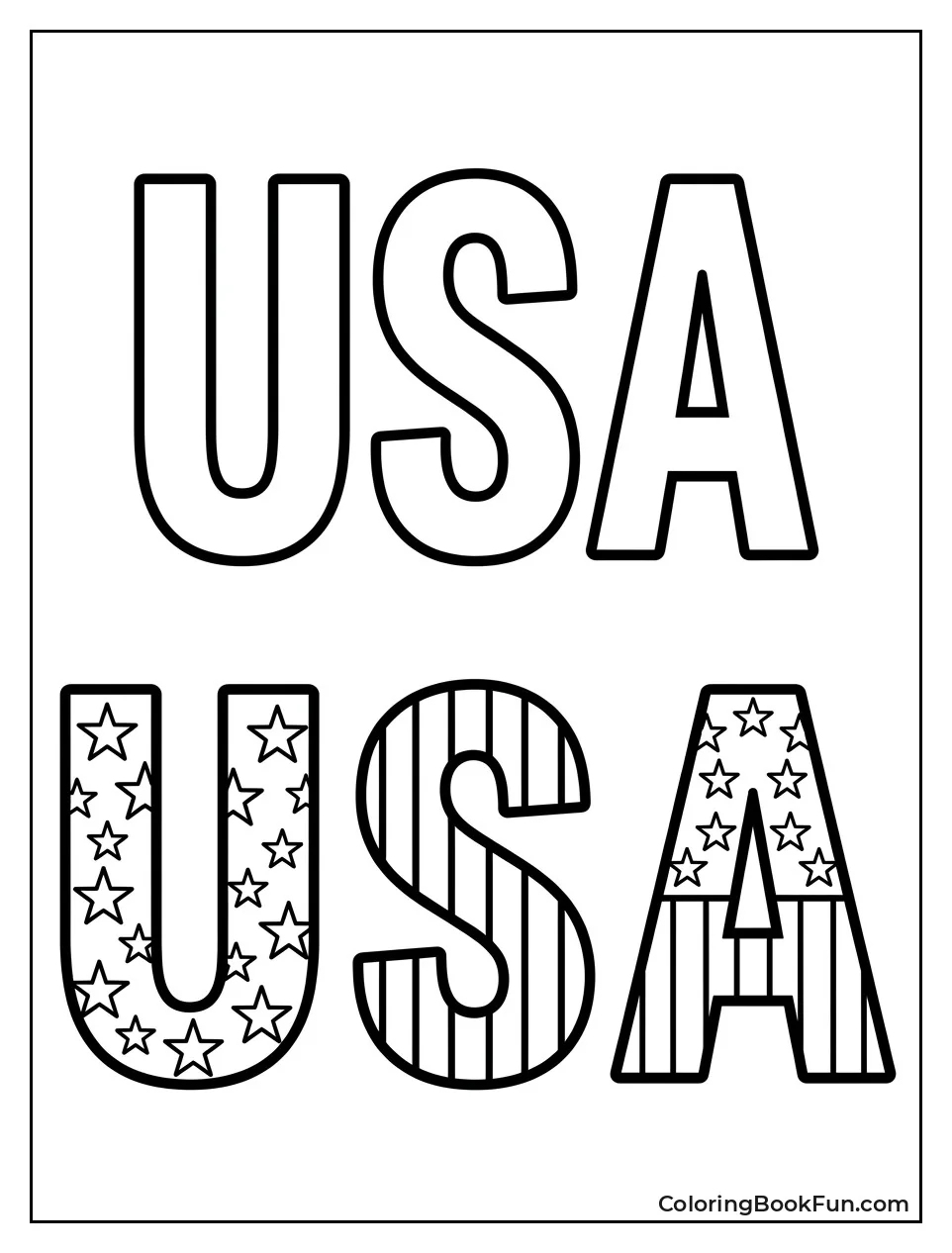 Usa Block Letters with Patterns