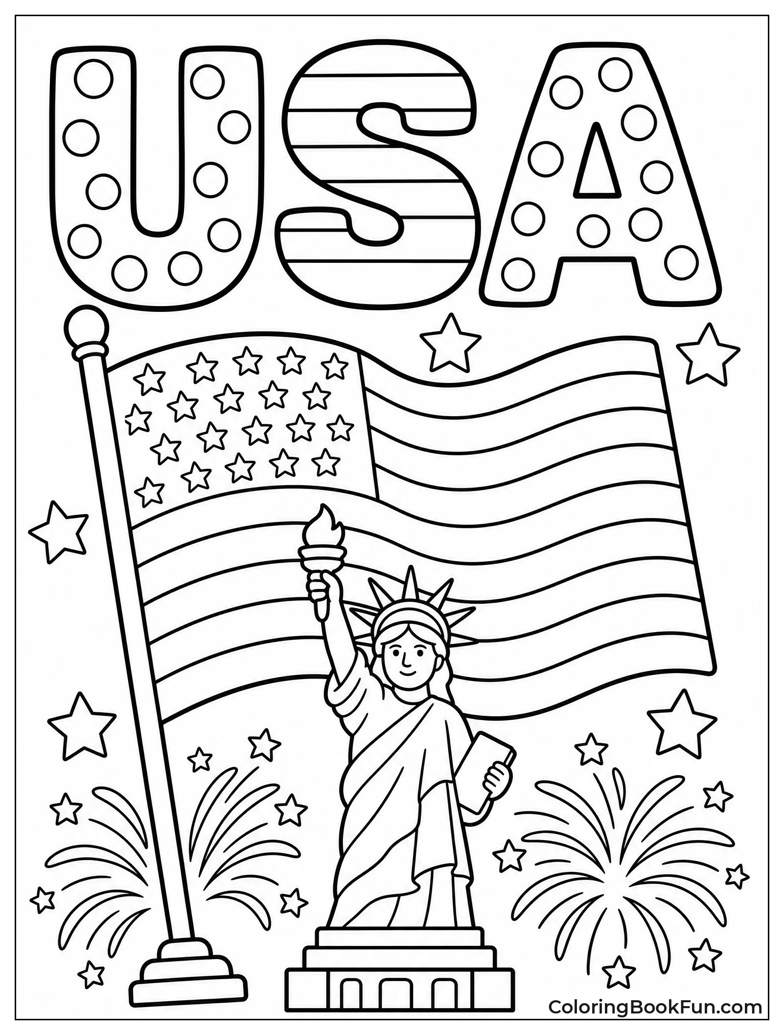 Puffy Bubble Letters Spelling Usa