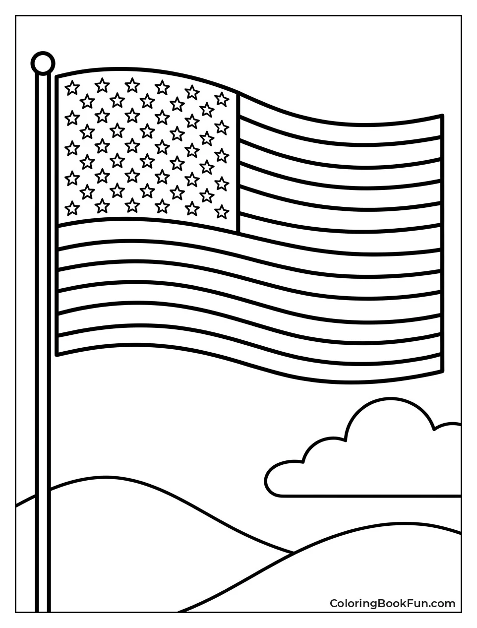 Basic American Flag Outline for Kids