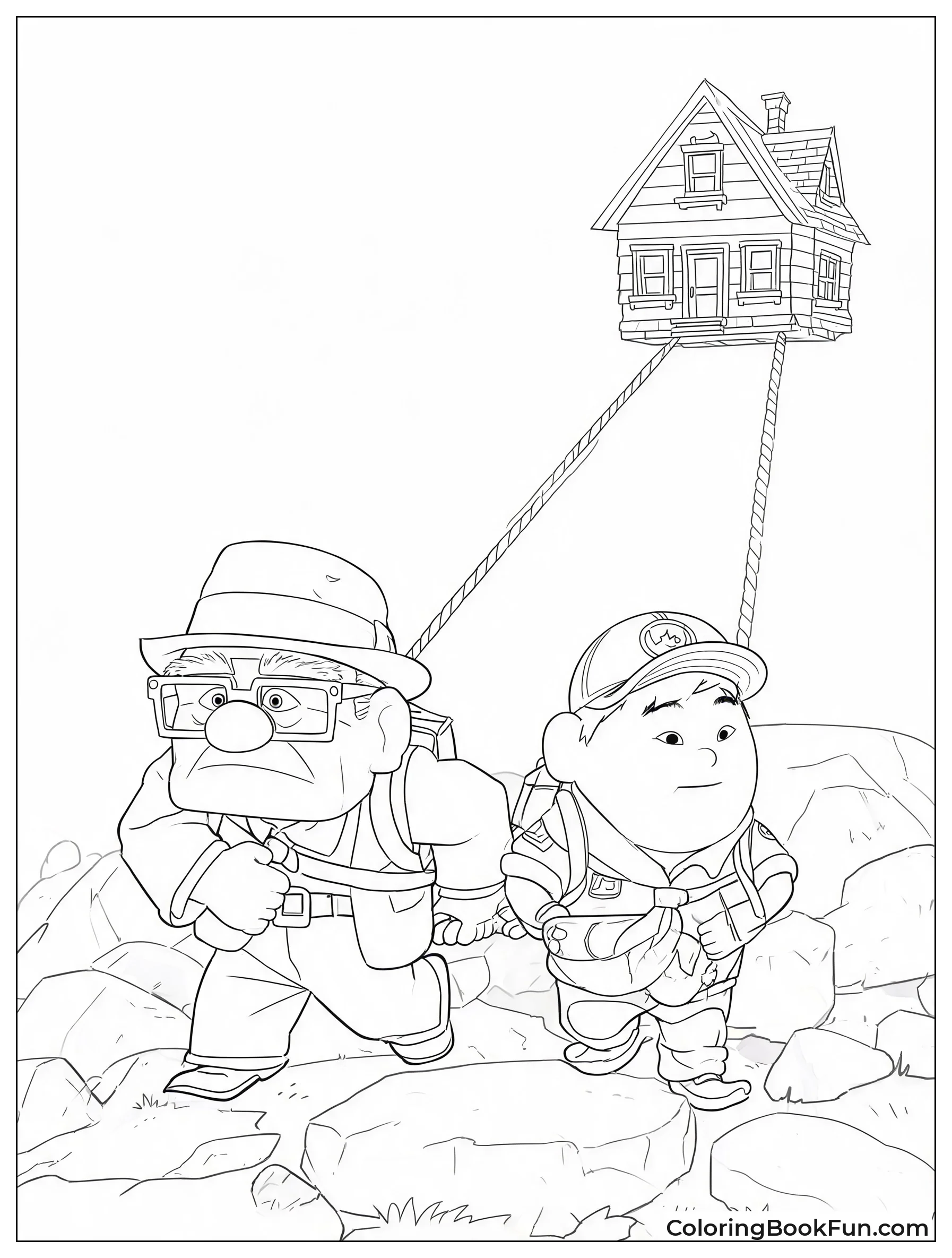 Carl and Russell Pull the House