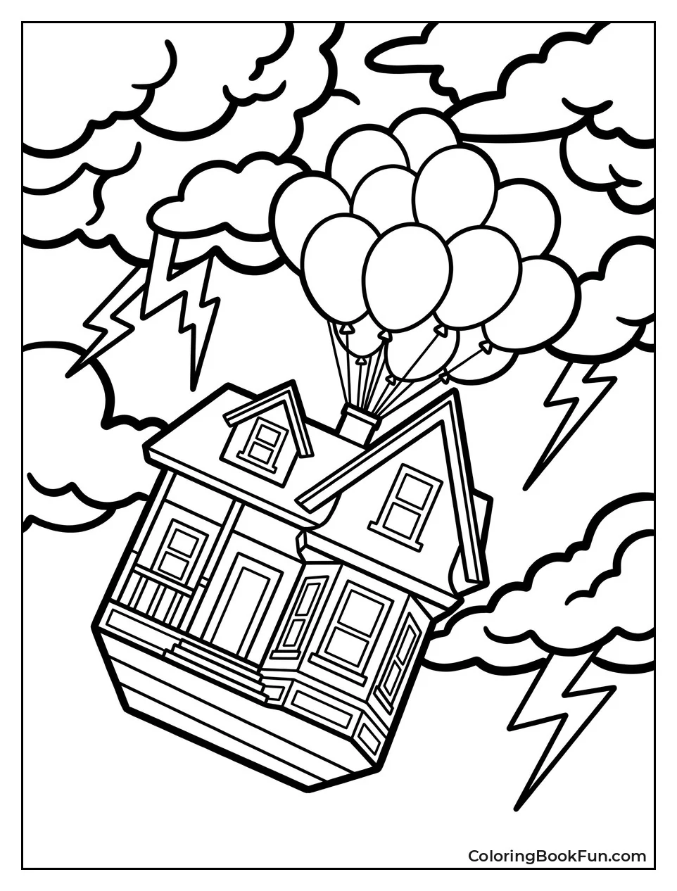 House Tilts in Stormy Clouds