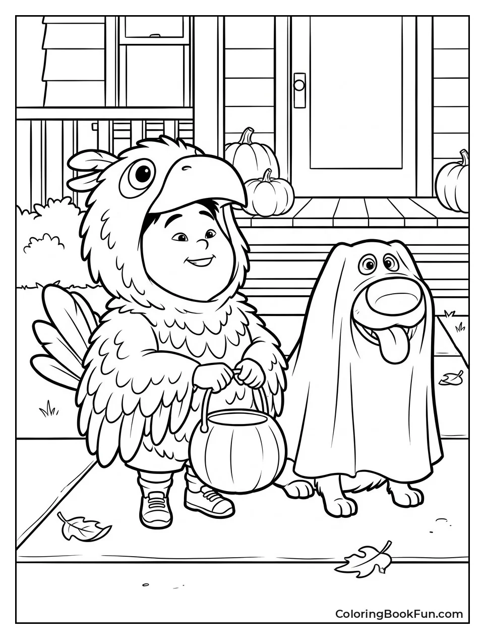 Russell Dresses as Giant Bird