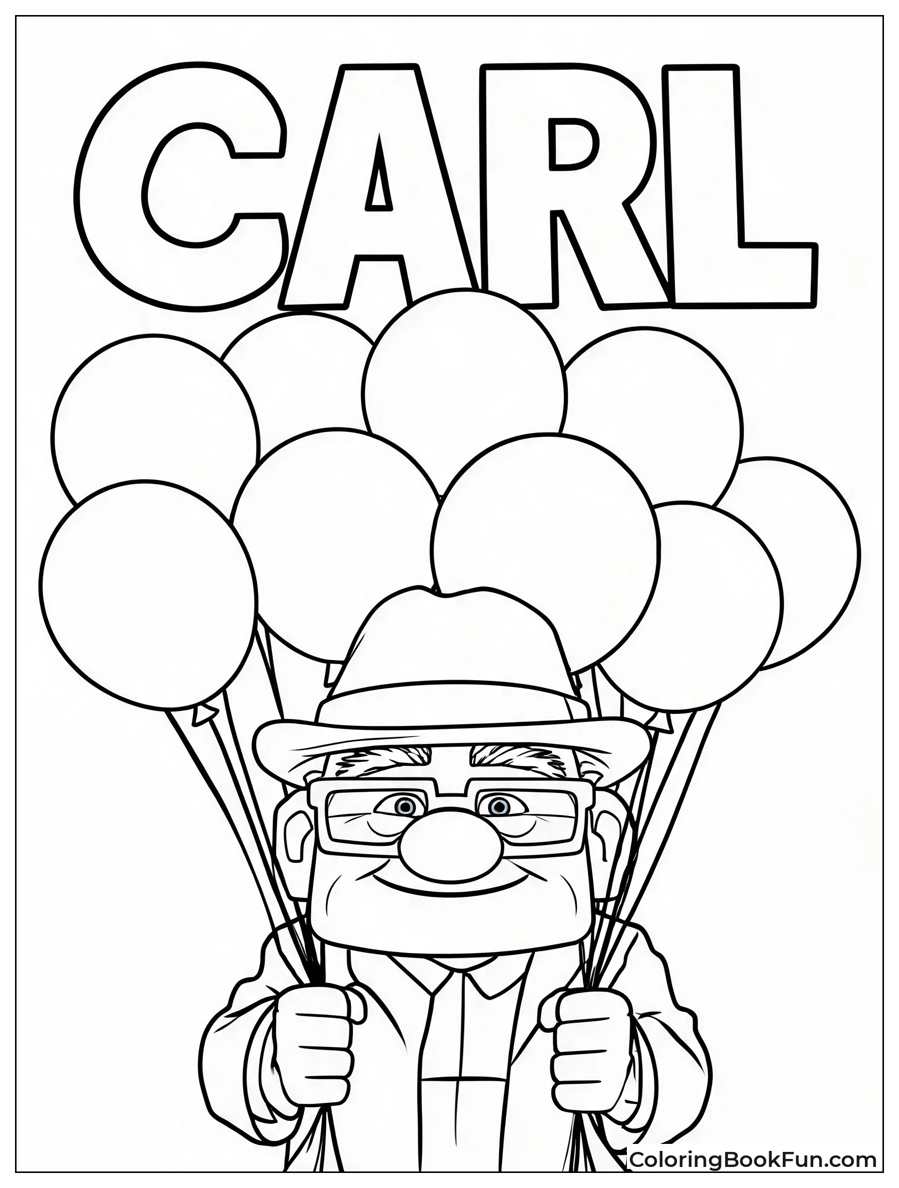 Cute Carl Holds Colorful Balloons