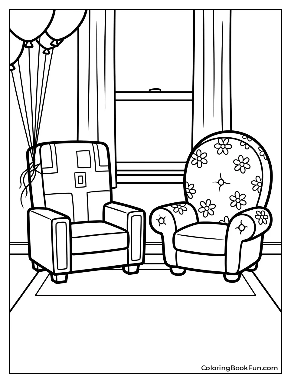 Two Chairs Sit Side by Side