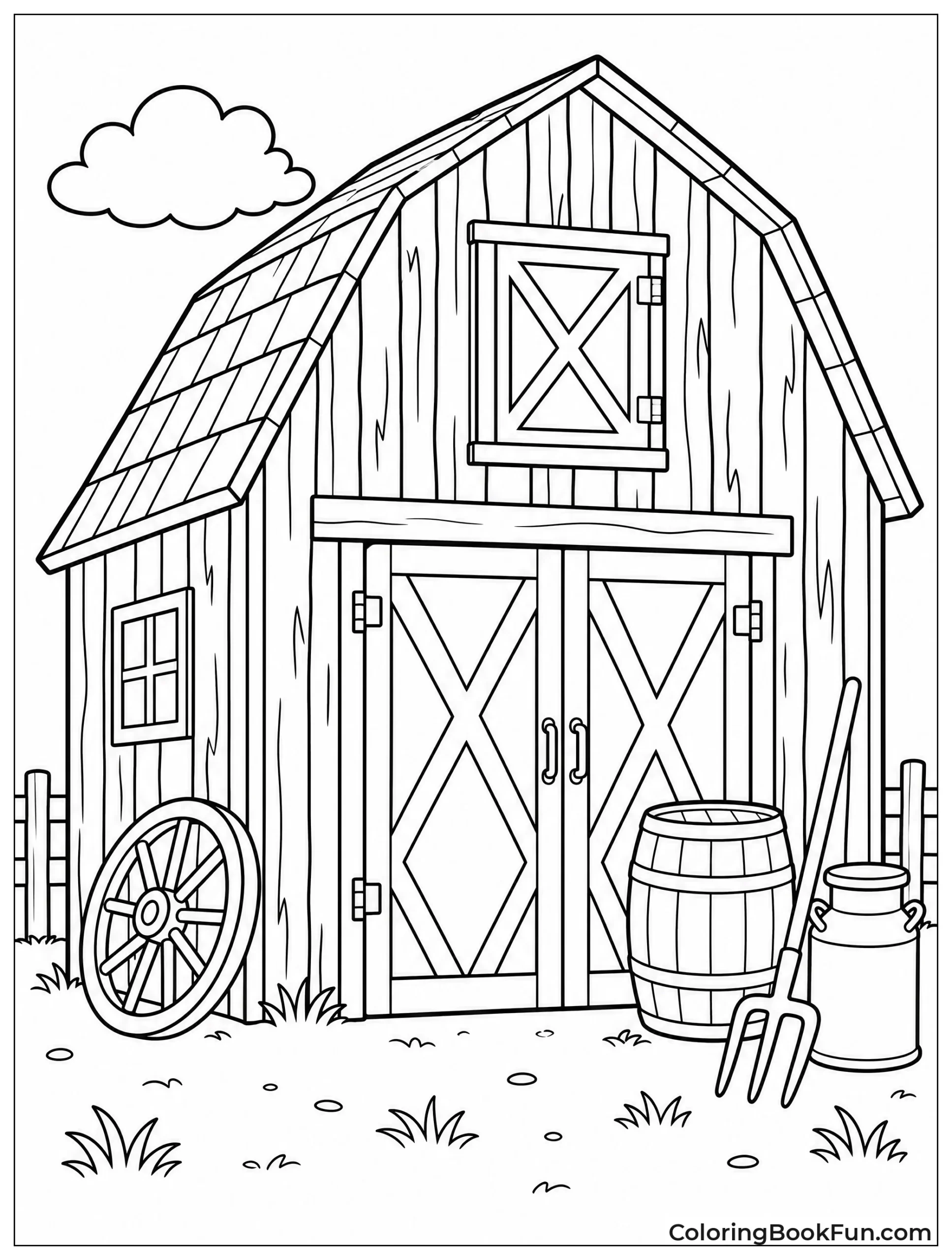 Vintage Barn with Wagon Wheels