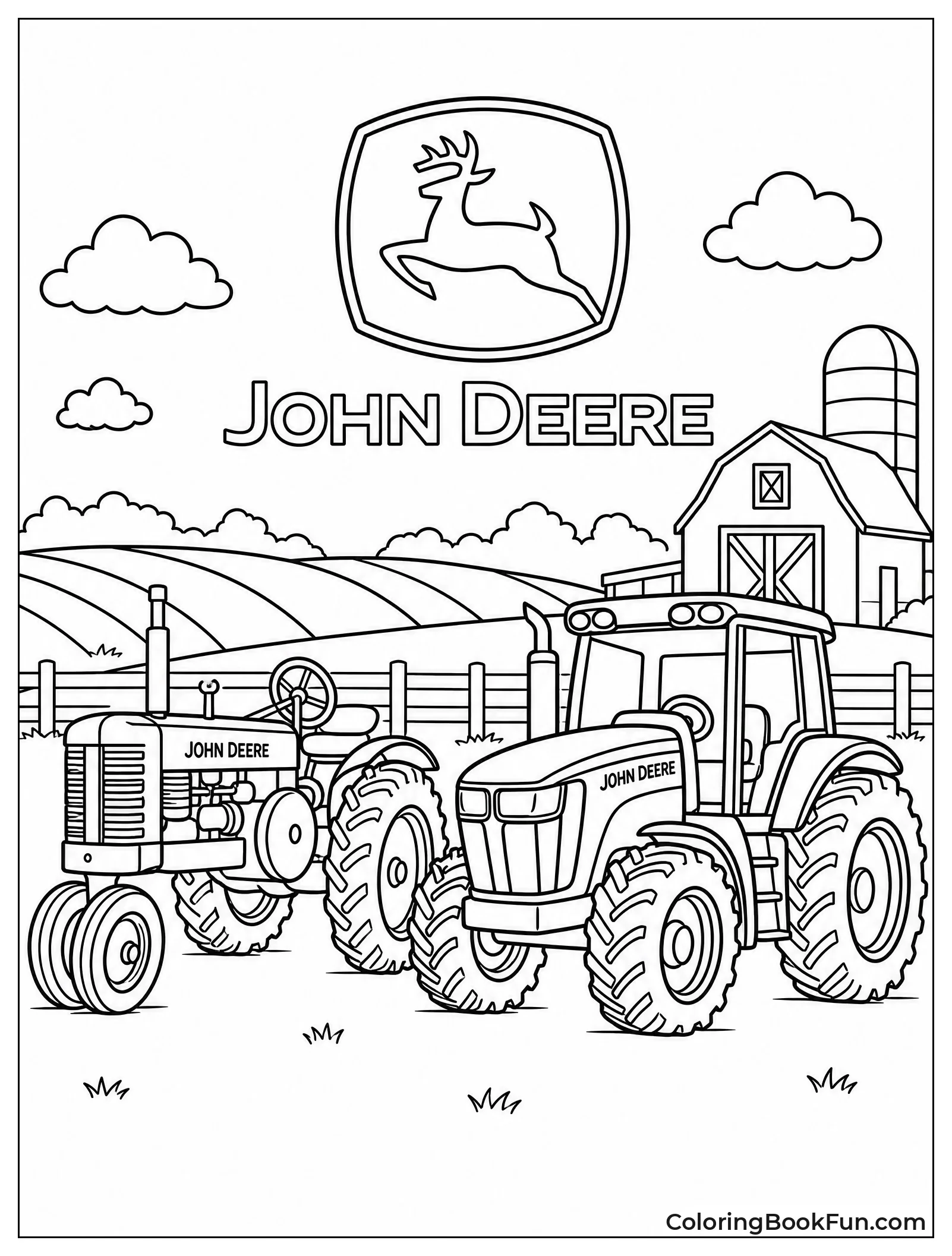 Vintage Tractor Beside Modern One