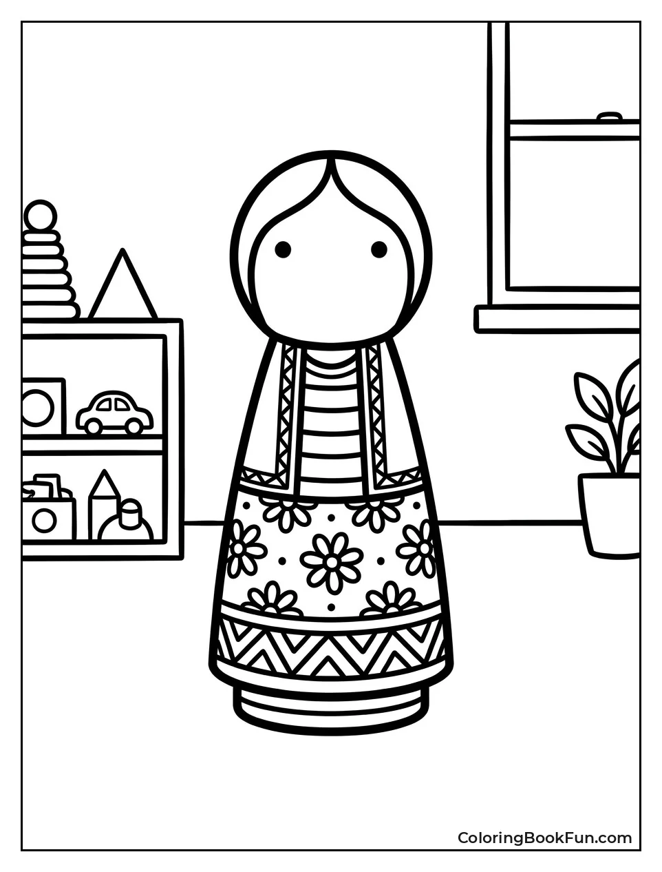 Vintage Wooden Doll with Patterns