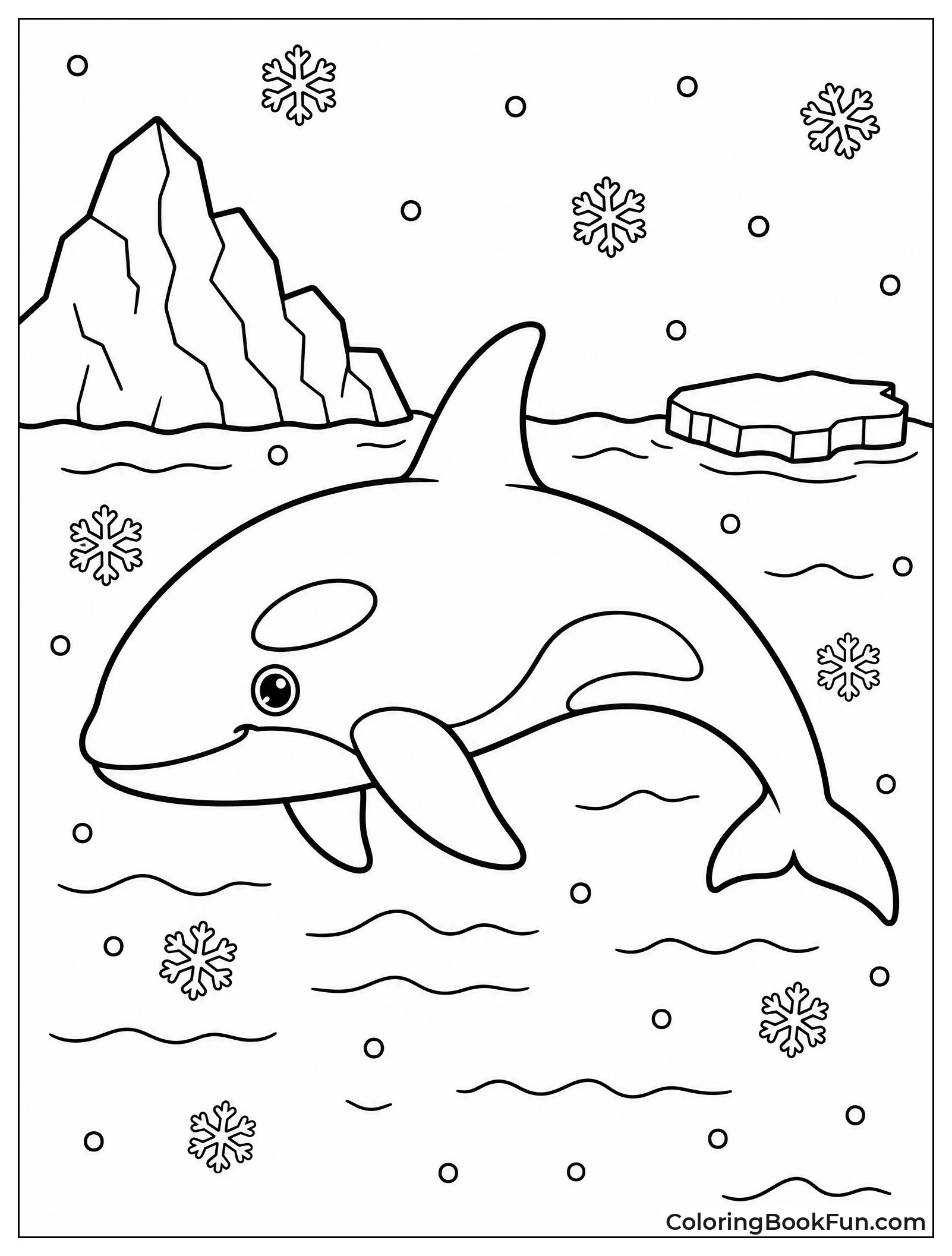 Orca in Falling Winter Snow