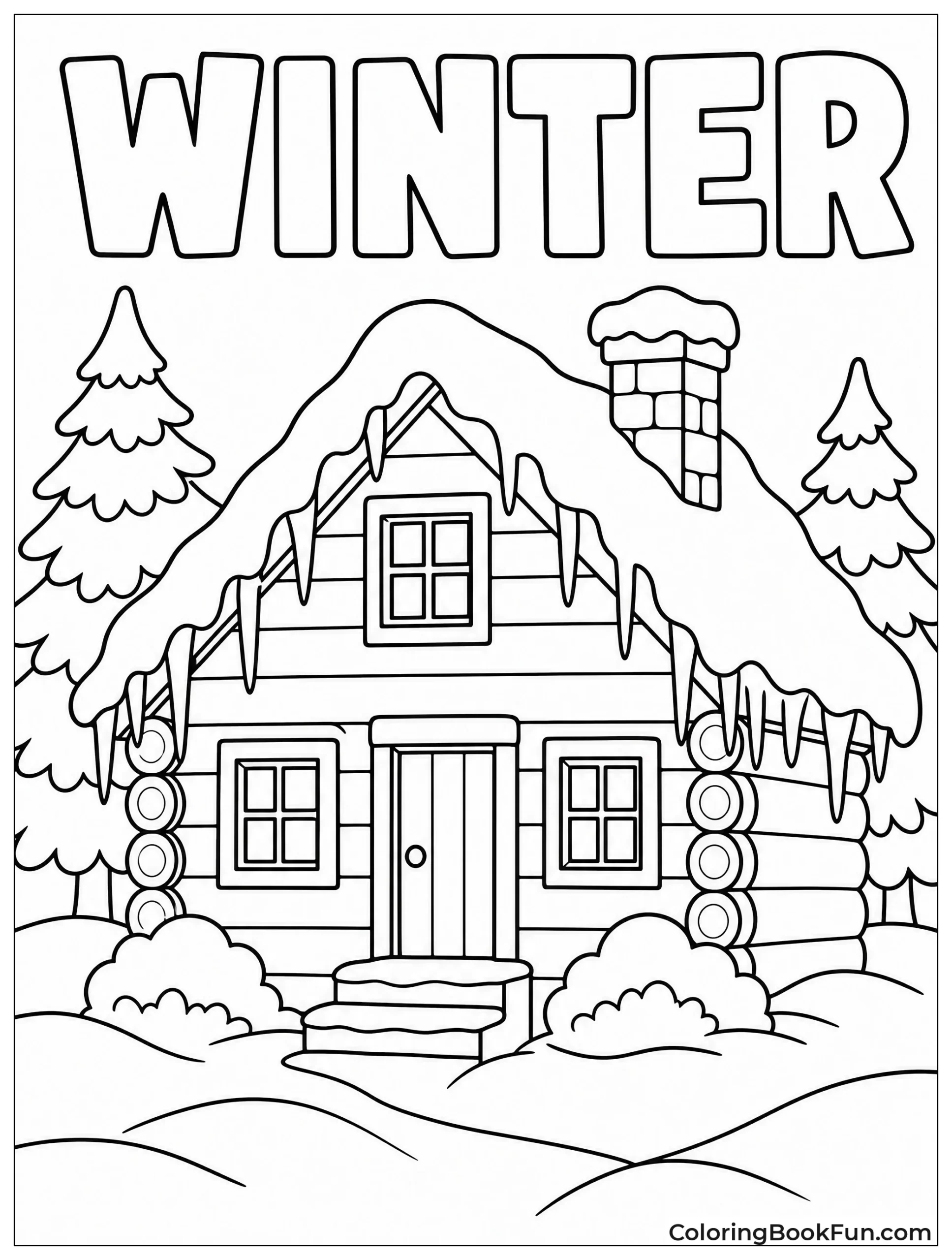 Cabin Covered in Snow