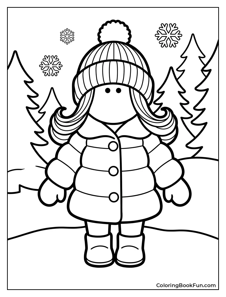 Doll Standing in Snowy Landscape