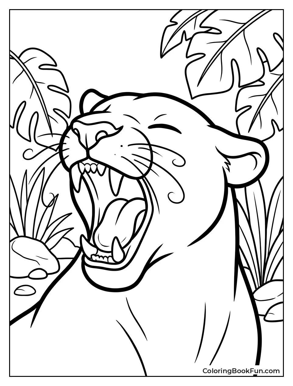 Panther Yawning with Mouth Open