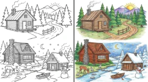 cabin coloring pages