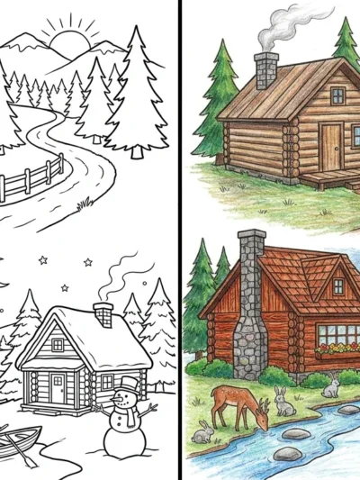 Cabin coloring pages