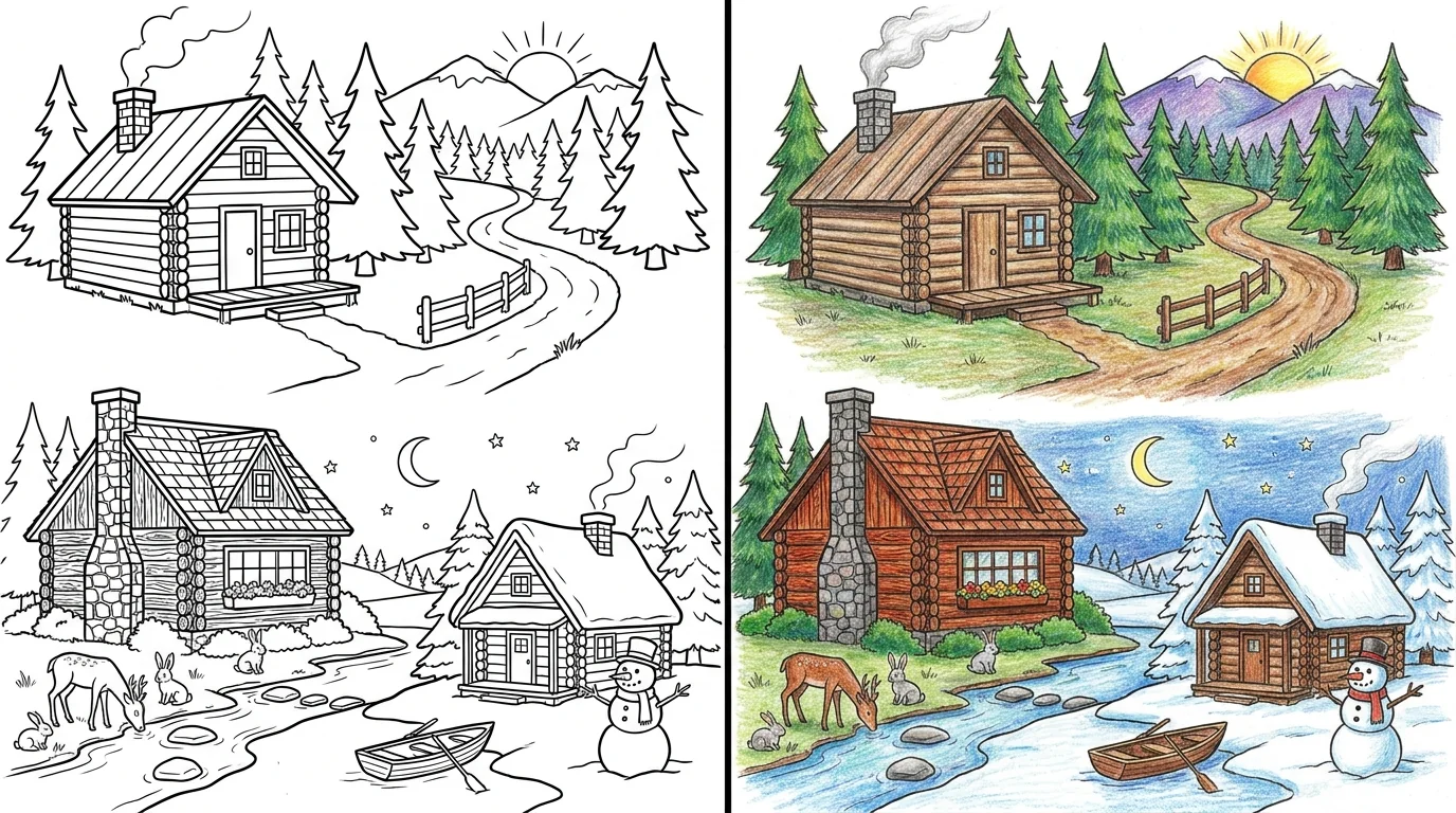 cabin coloring pages