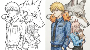 chainsaw man coloring pages