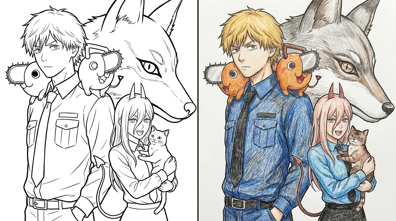 chainsaw man coloring pages
