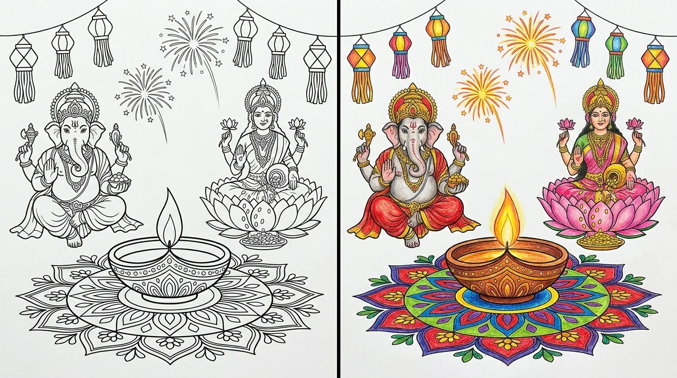 diwali coloring pages