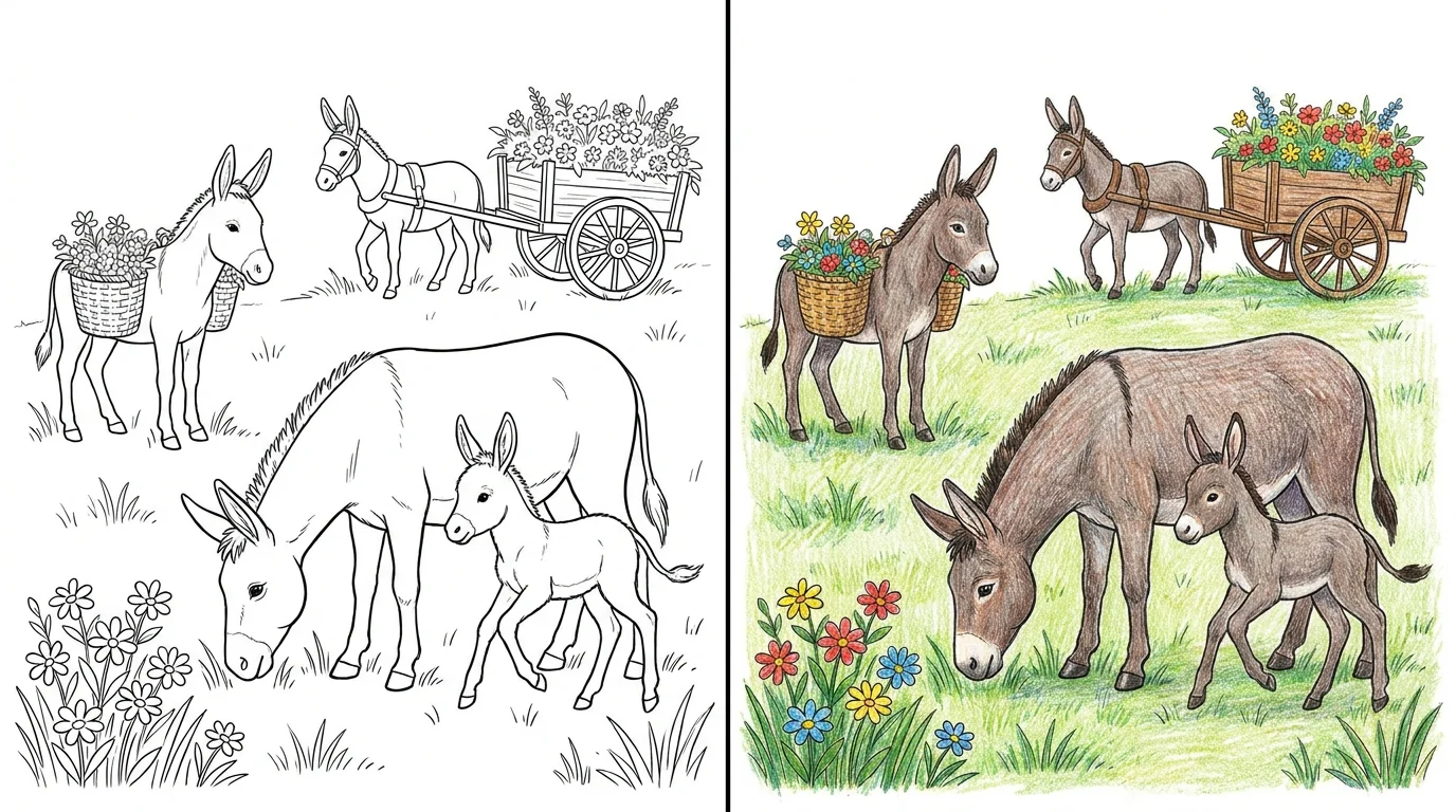 55 Donkey Coloring Pages (Free PDFs)