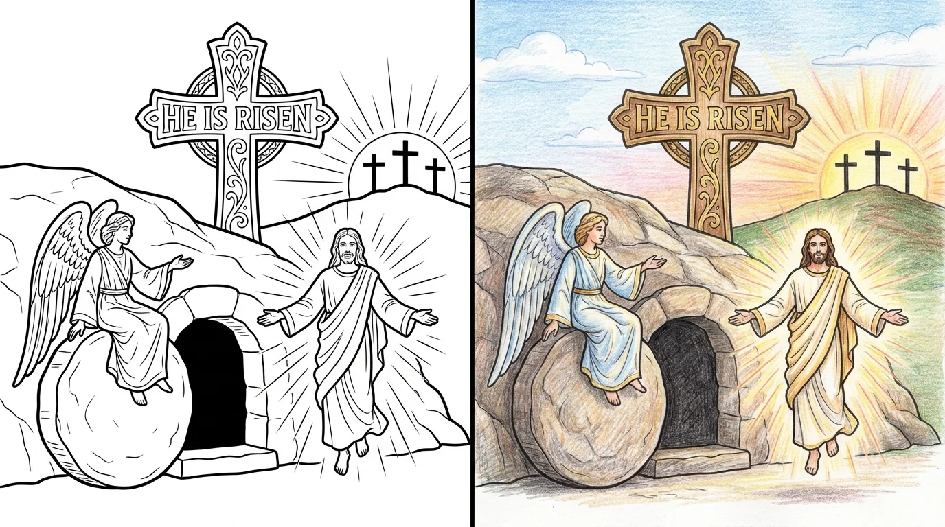 he is risen coloring pages