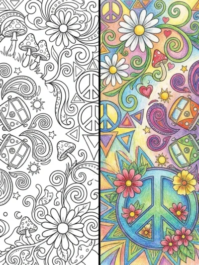 Hippie coloring pages