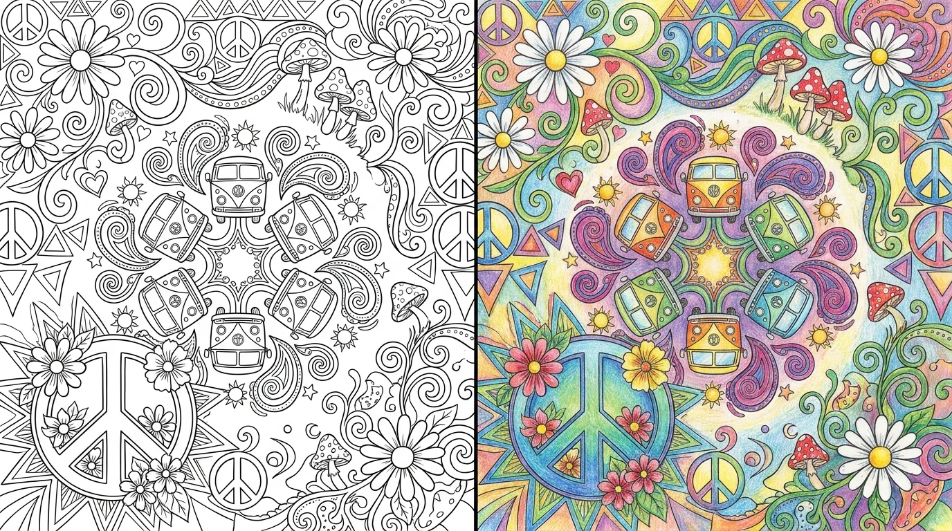 hippie coloring pages