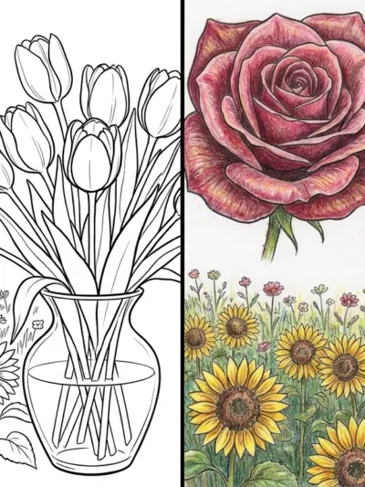 Realistic Flower coloring pages