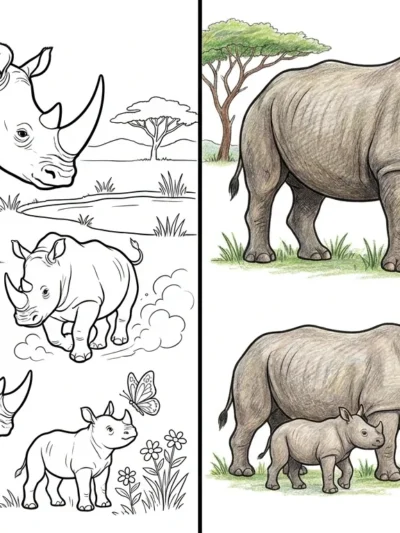 Rhino coloring pages