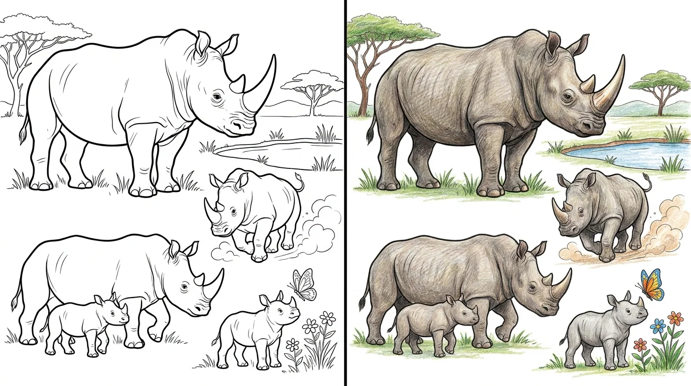 44 Rhino Coloring Pages (Free PDFs)