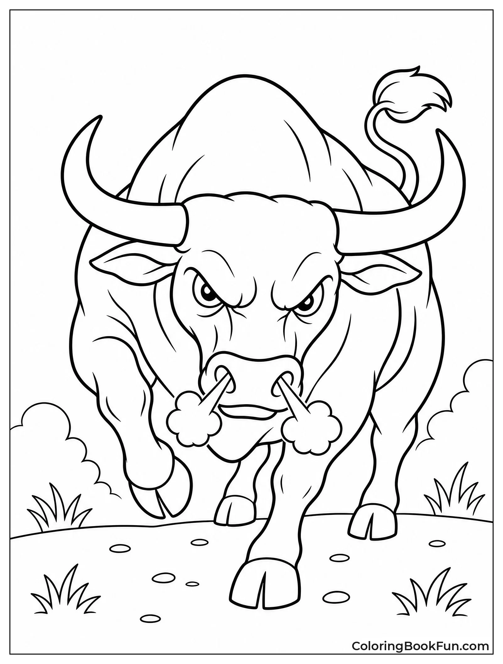 Angry Bull Charges Forward