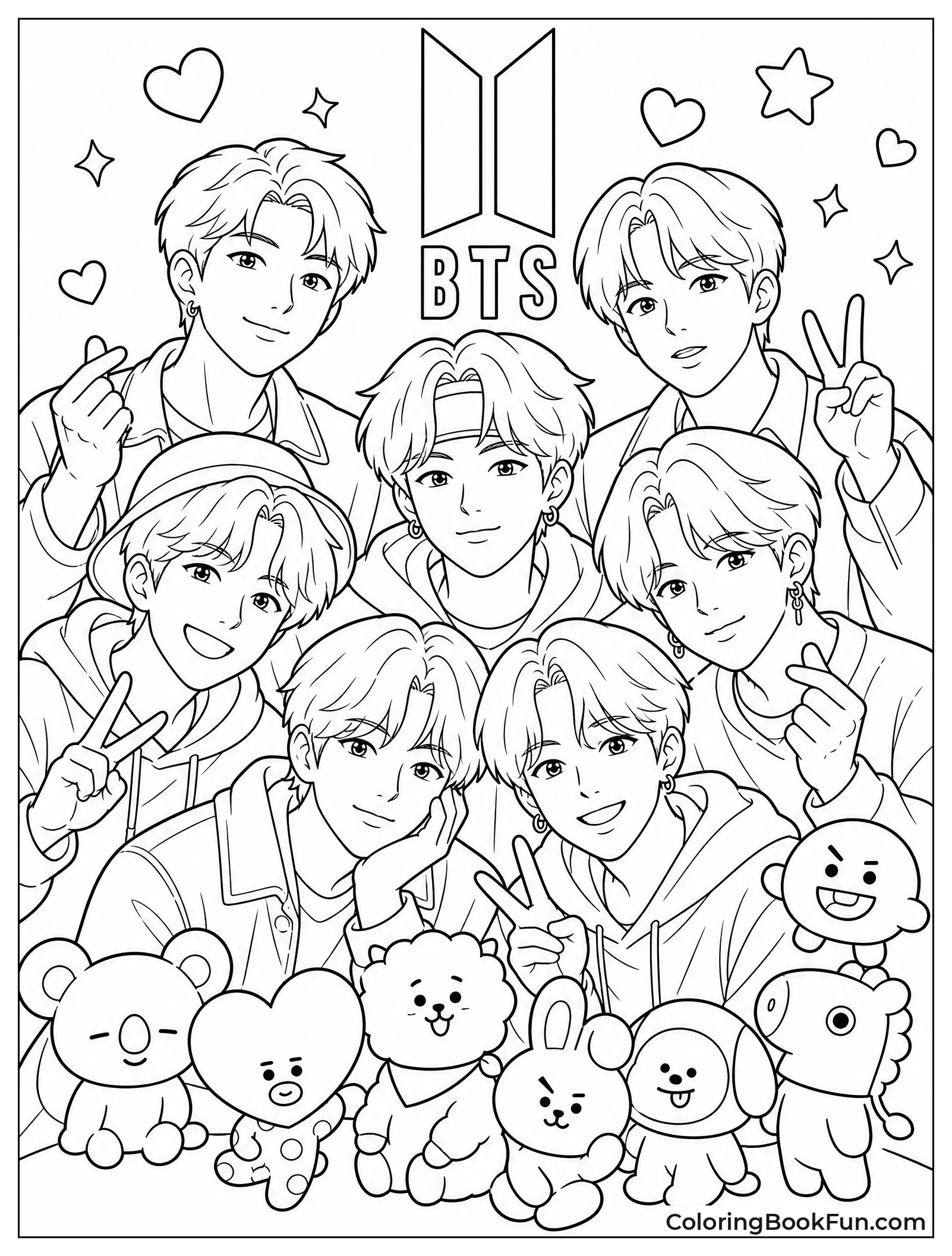 BTS Members Drawn in Anime Style