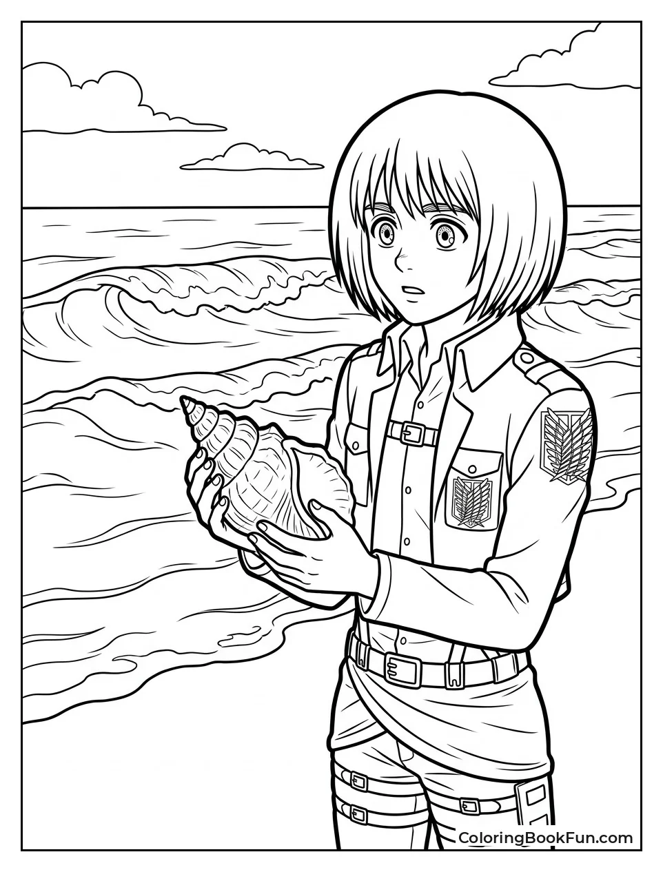 Armin Holding Seashell by Ocean