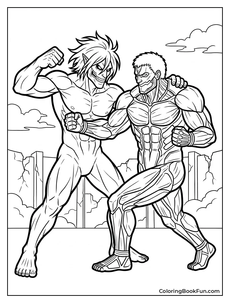 Attack Titan Clashing with Armored Titan