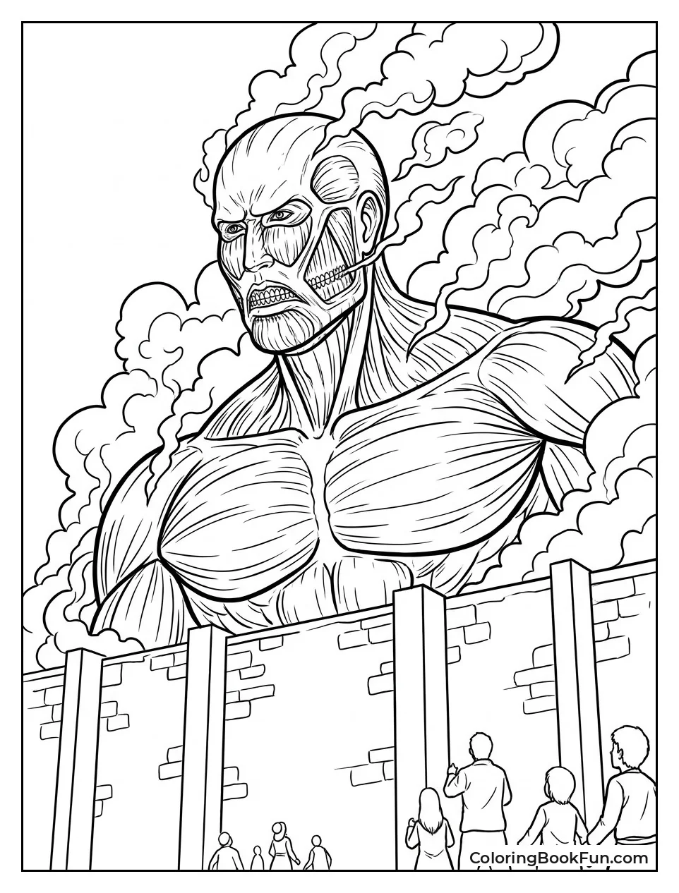 Colossal Titan Roaring with Steam