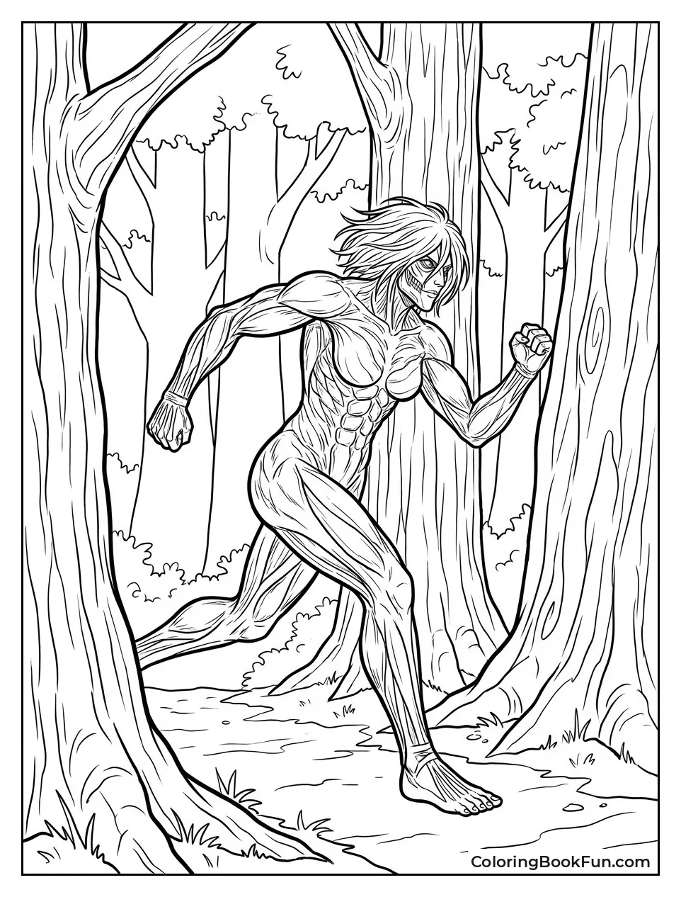 Female Titan Running Through Forest