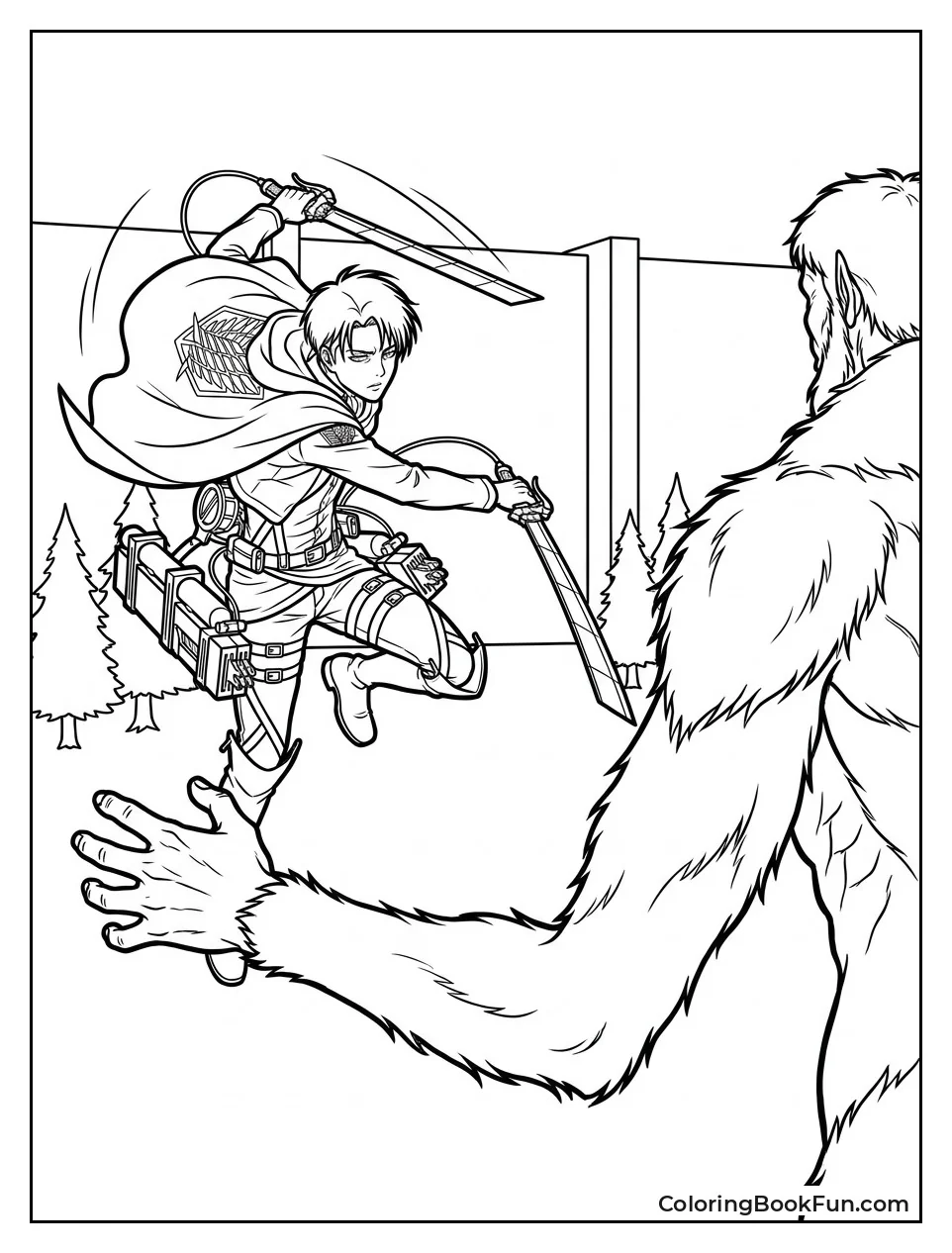 Levi Spinning to Attack Beast Titan