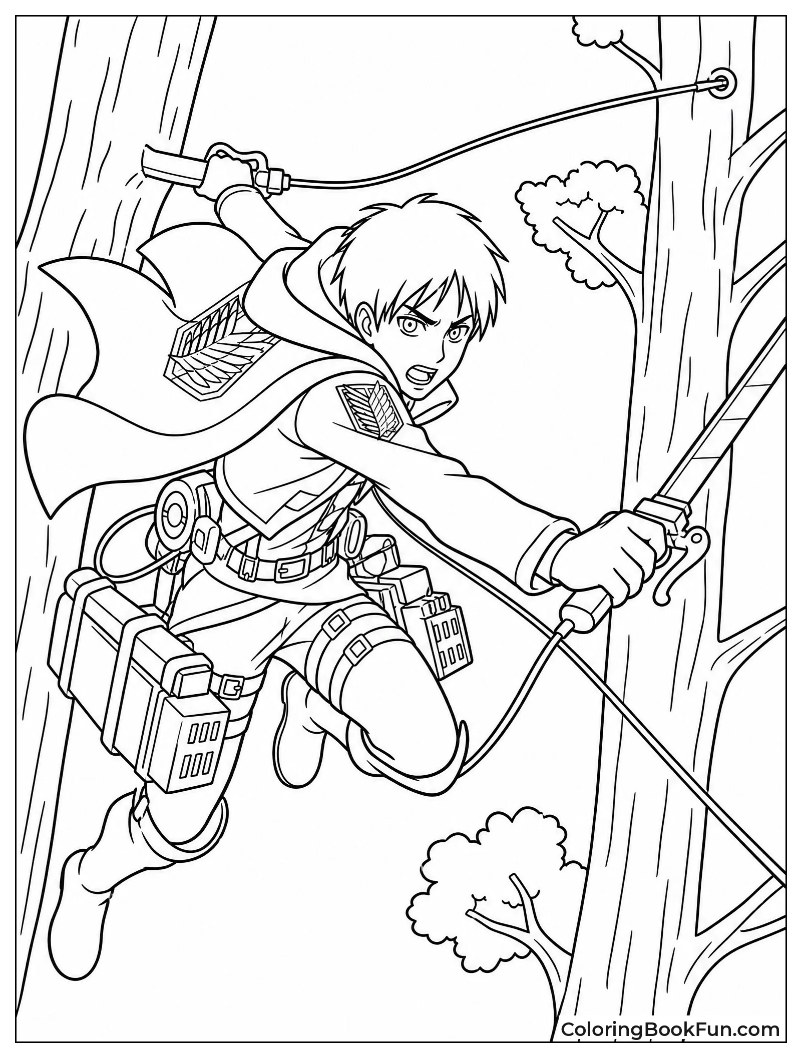 Scout Swinging Between Tall Trees