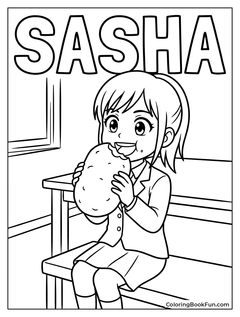 Sasha Eating Big Potato Happily