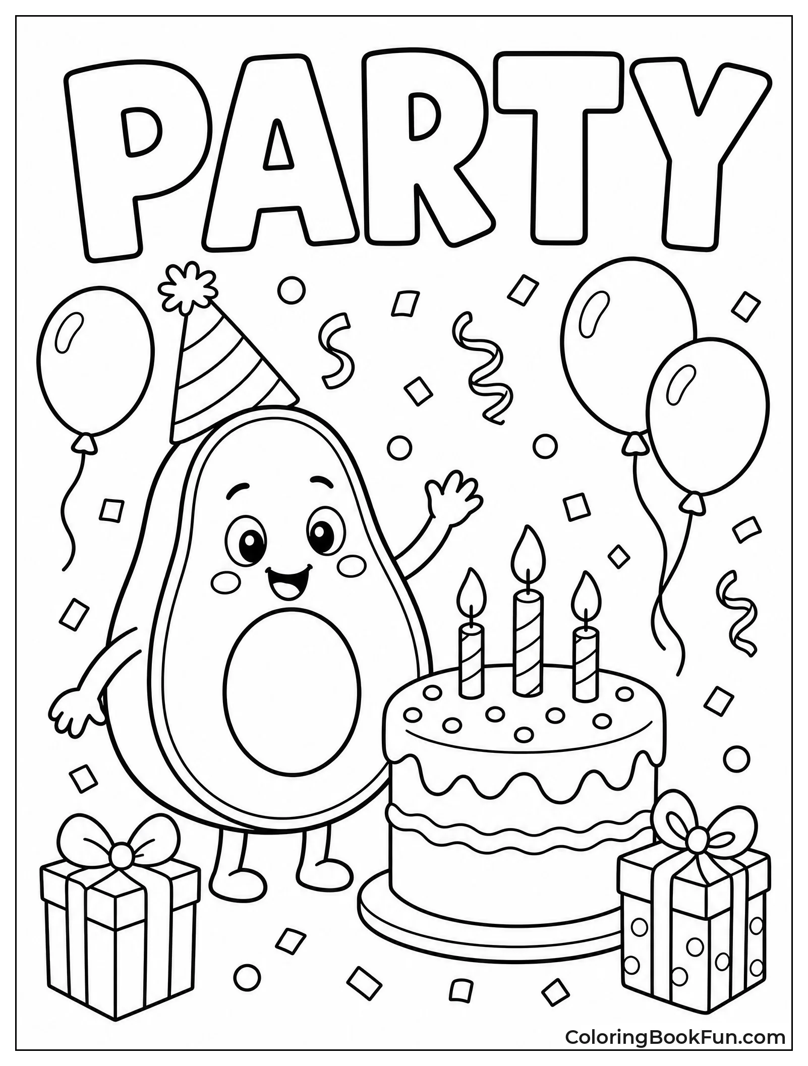 Avocado Celebrating Birthday with Cake