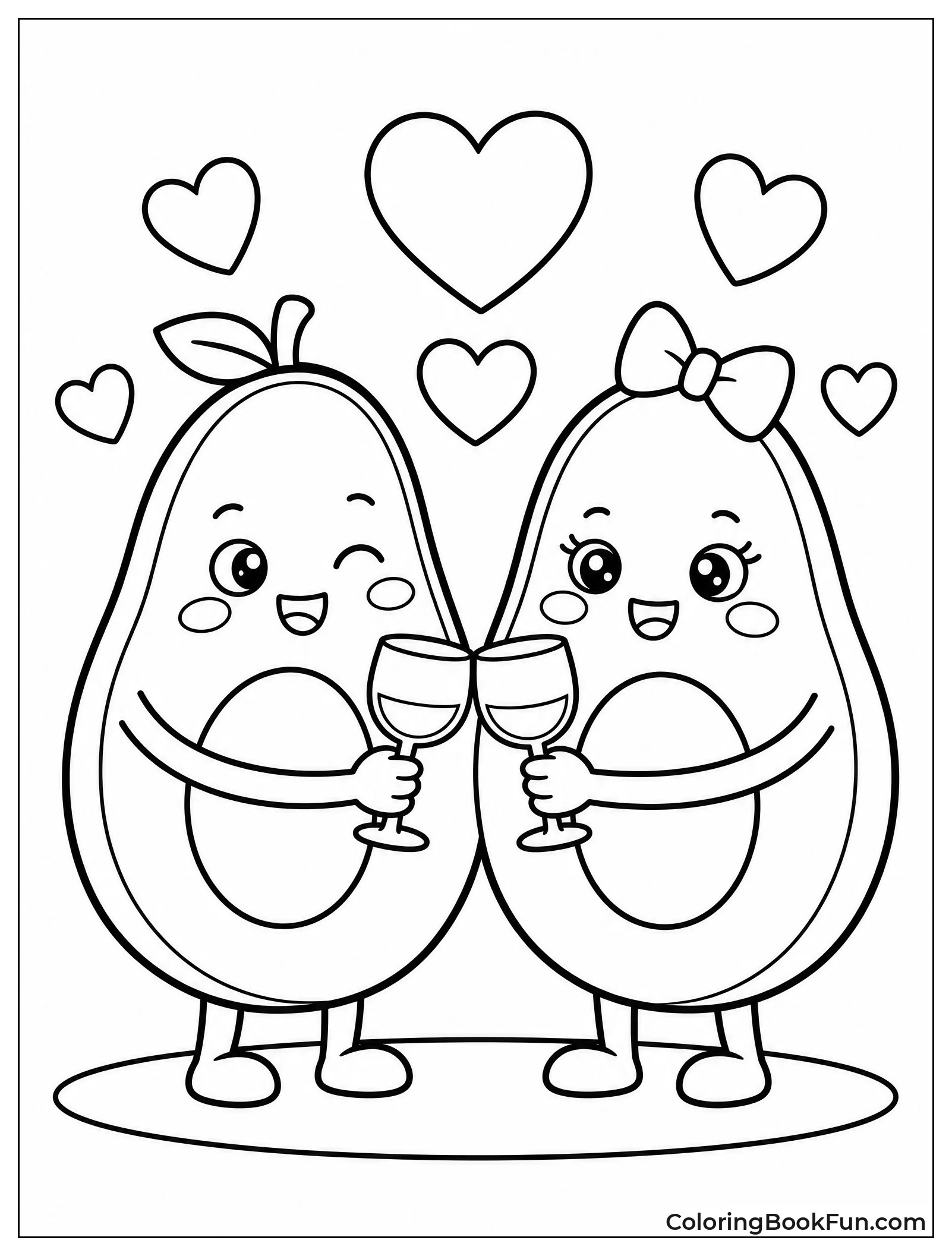 Avocado Couple Toasting with Glasses