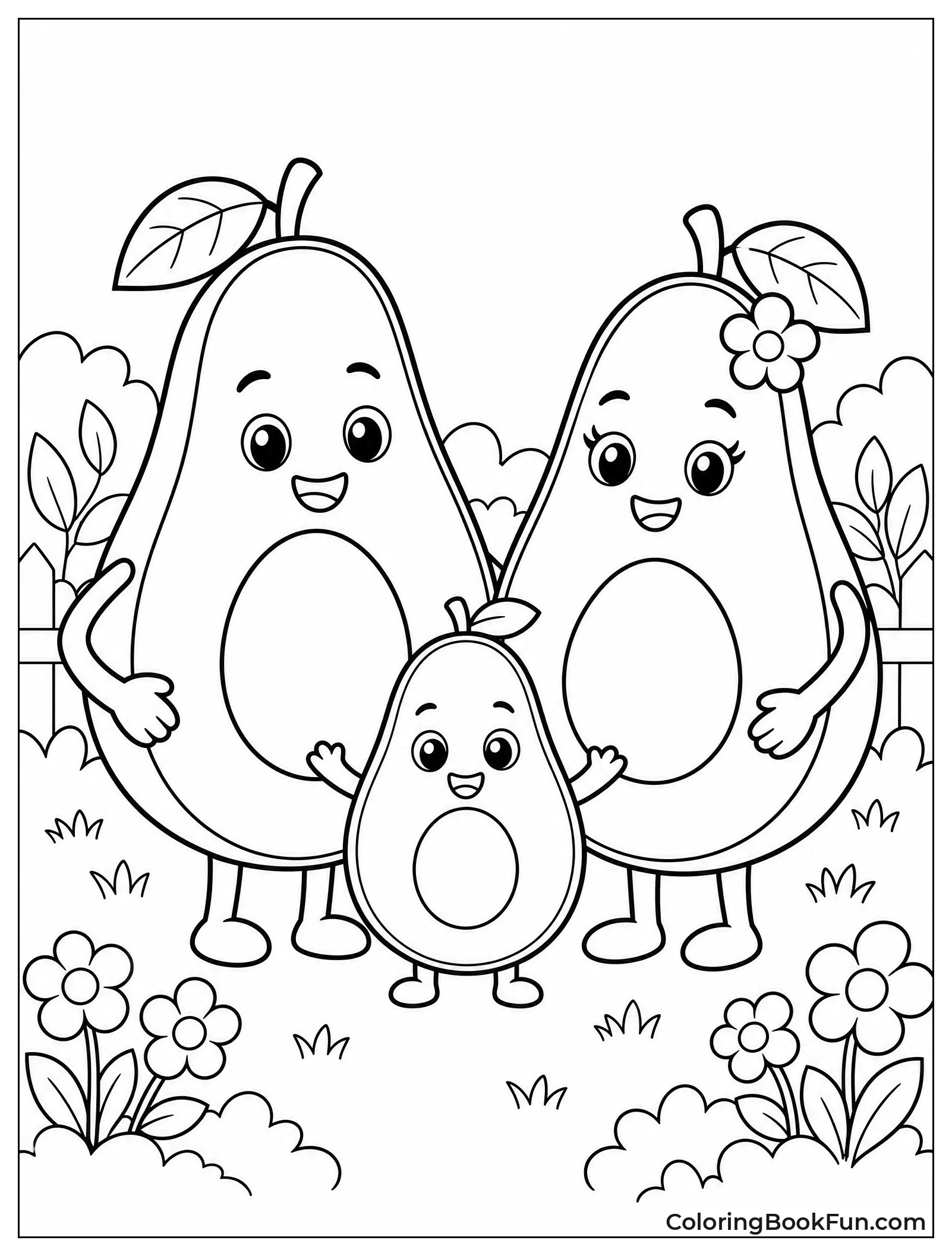 Avocado Family Standing in Garden